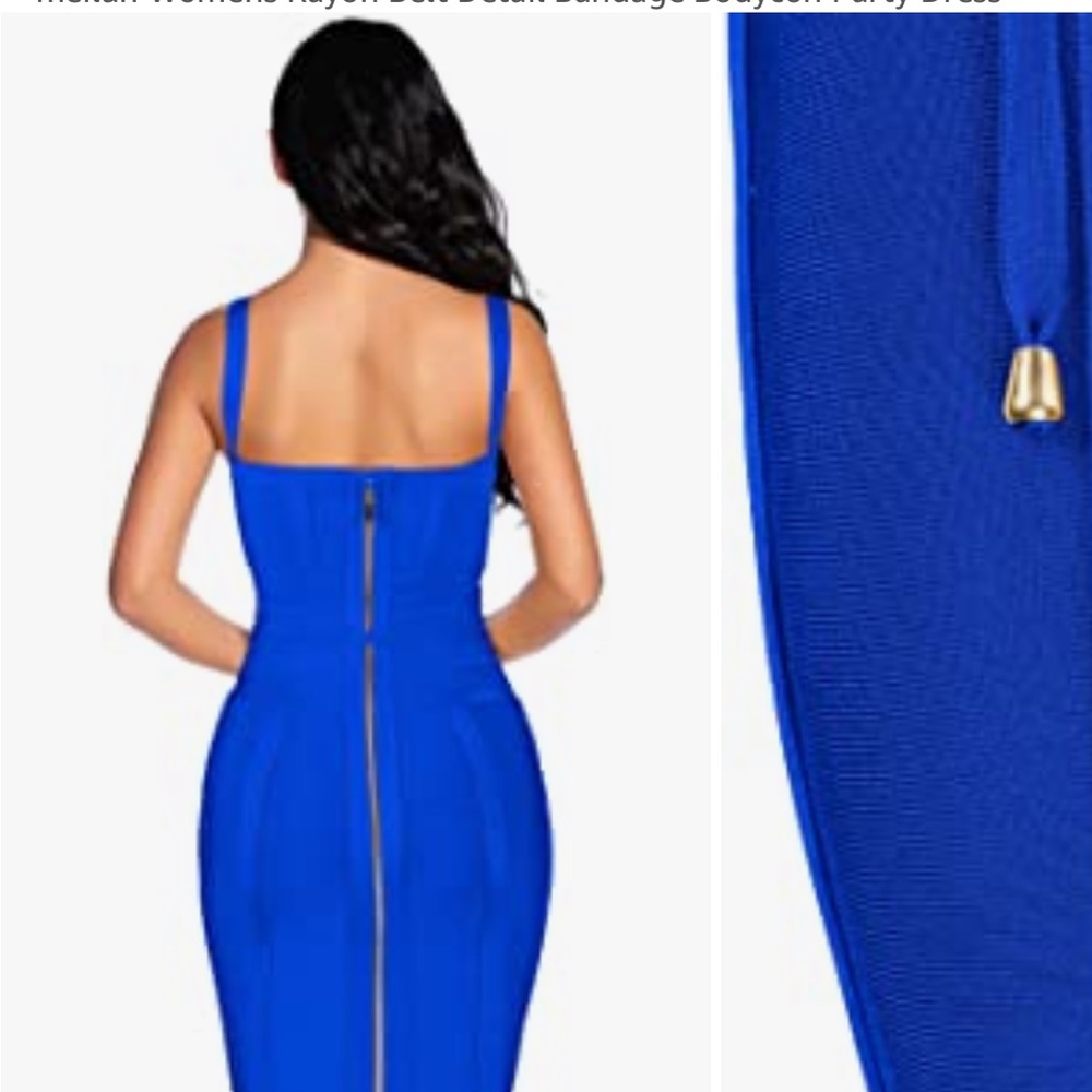 Size small Bandage Bodycon Blue midi dress - Picture 3 of 8